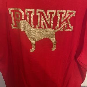 Red and Gold Sparkly PINK Victoria’s Secret Tee Shirt